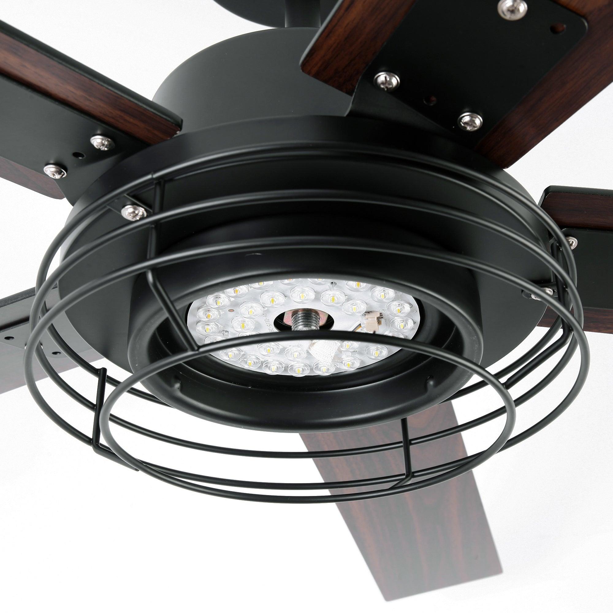 52 Inch Bernice DC Motor Industrial Ceiling Fan with LED Light and Remote Control - Perfect for Warehouses, Garages, and Large Spaces