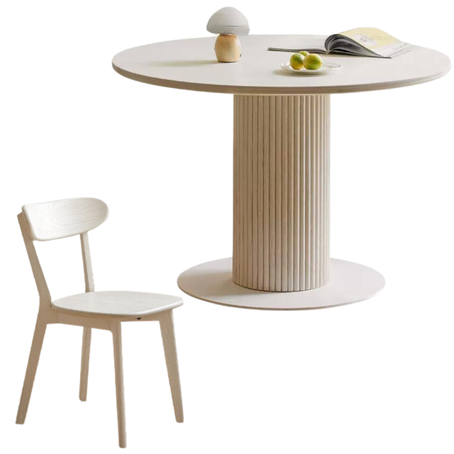 Solid Oak French Cream Round Rock Plate Dining Table - Rustic Farmhouse Style for Kitchen, Dining Room & Outdoor Entertaining