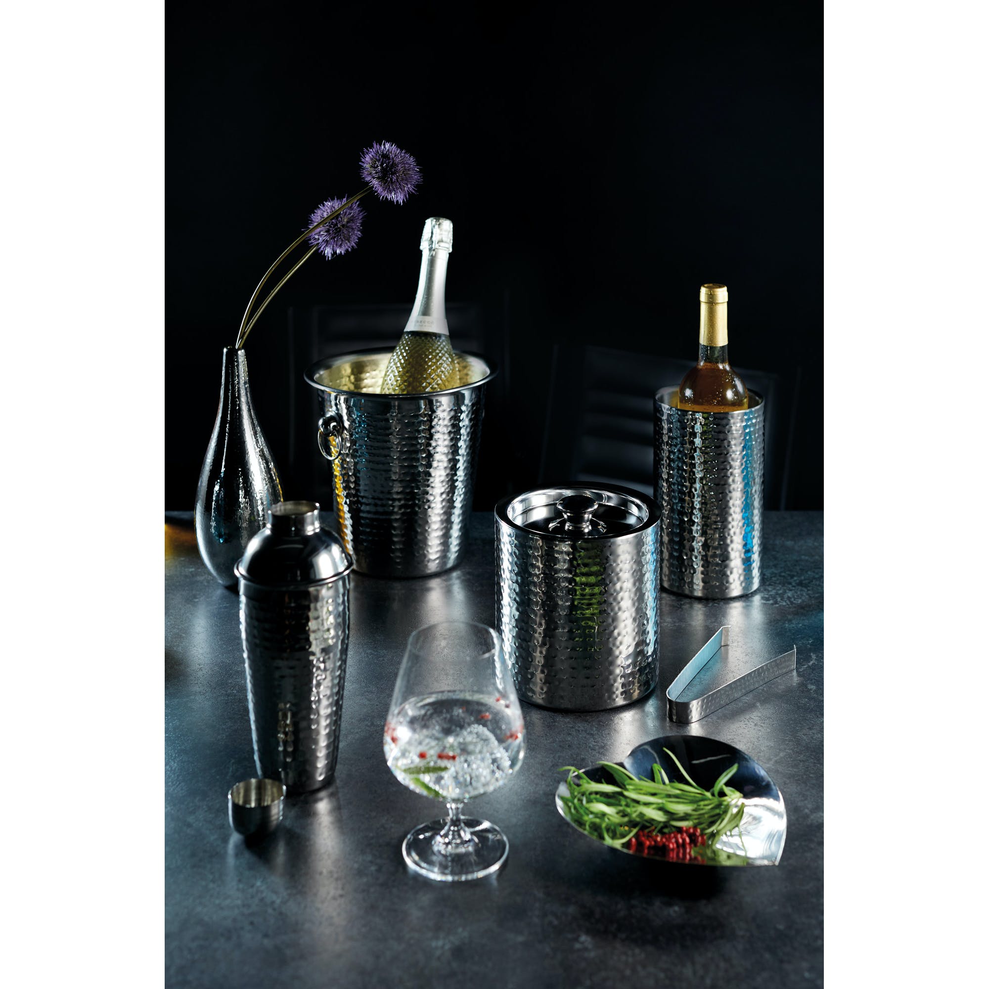 Hammered Metal Ice Bucket - Elegant Stainless Steel Champagne & Wine Chiller for Parties, Weddings & Outdoor Events