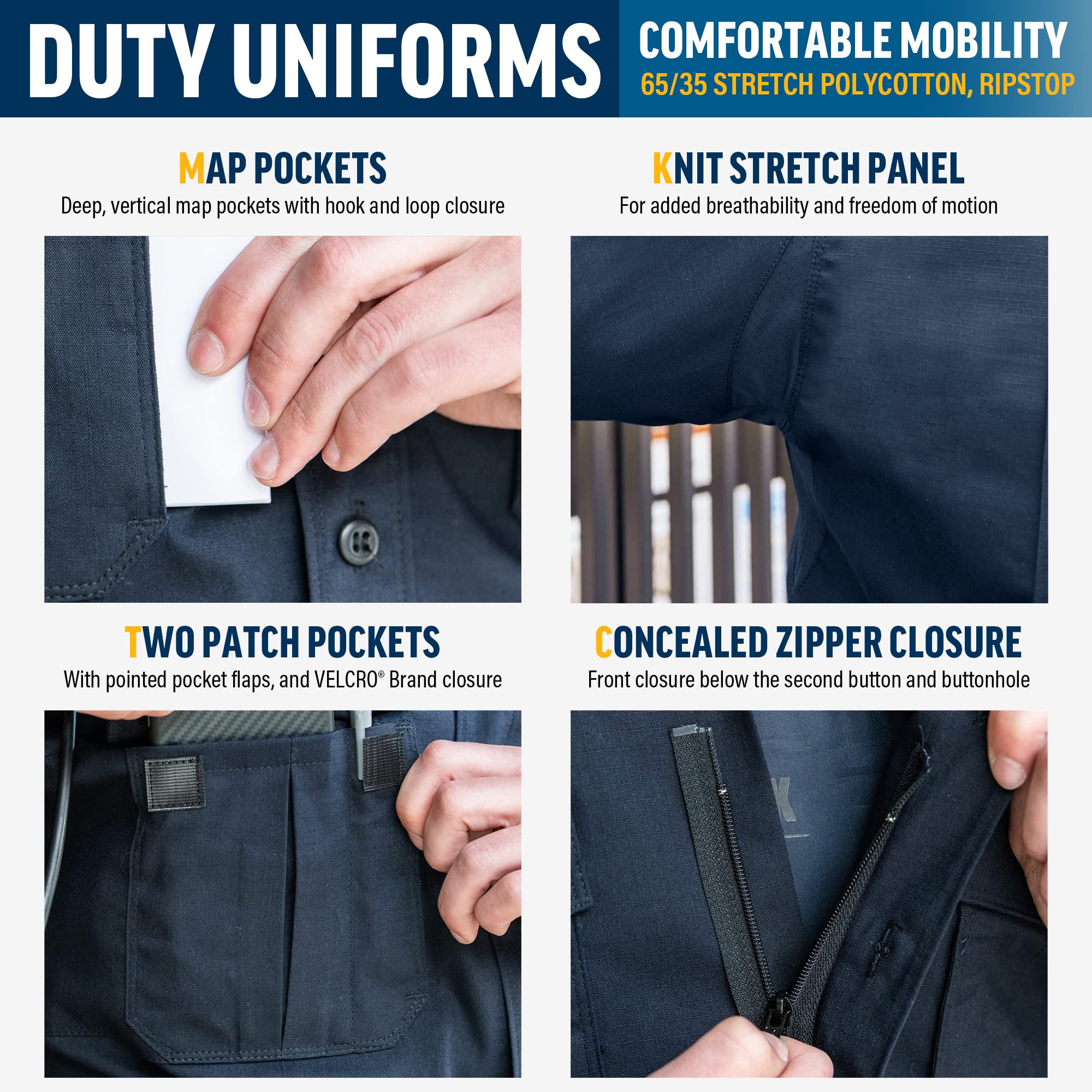 FX STAT Men's Law Enforcement Shirts - Police, Sheriff, EMT, Firefighter, Paramedic & Security Short Sleeve Uniform Shirts | Professional Duty Wear for First Responders & Public Safety Officers