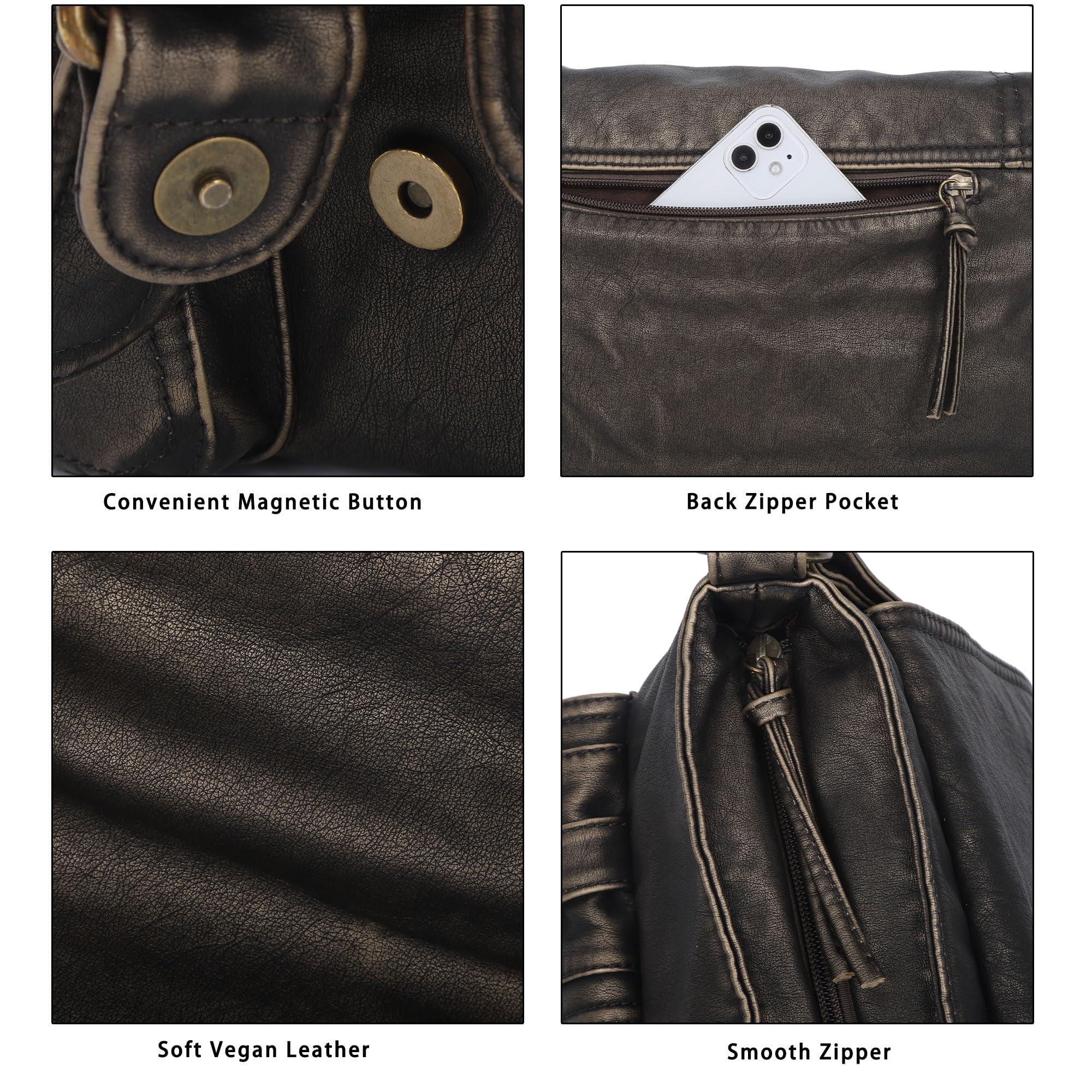 Angel Kiss Women's Vegan Leather Hobo Purses - Crossbody, Tote & Satchel Handbags for Work, Travel & Everyday Use