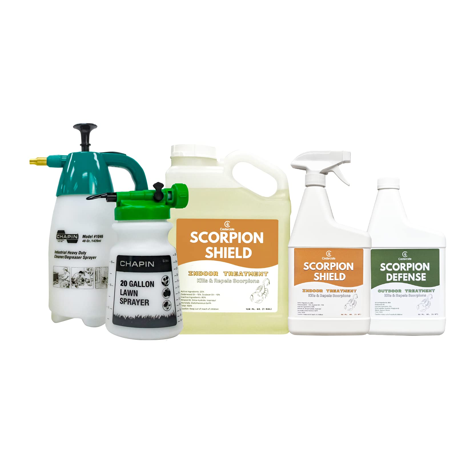 Cedarcide Scorpion Killer Spray Kit (Medium) - Natural Cedar Oil Pest Control for Indoor & Outdoor Use - Safe for Pets - Kills & Repels Scorpions, Spiders & Insects - Home, Yard & Garden Protection