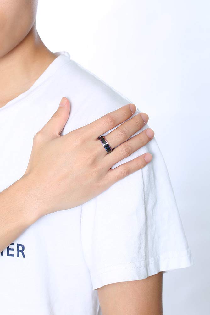 Stainless Steel Rainbow Edge Promise Ring Set - Moon, Sun, Star & Cloud Design for BFFs, Sisters & Bridesmaids | 6MM Polish Engagement Band for Anxiety Relief | Perfect Gift for Best Friends, Weddings & Special Occasions