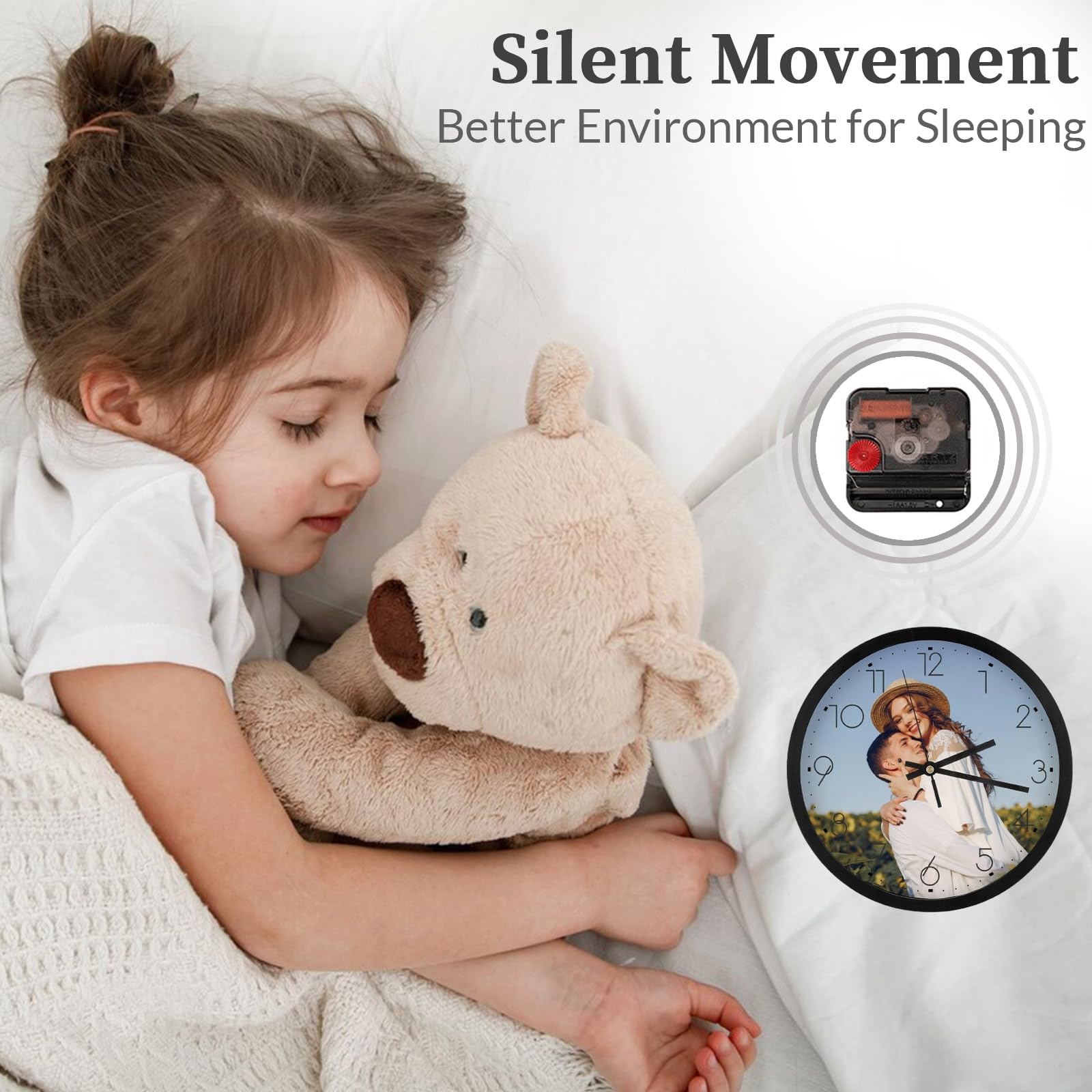 Custom Photo Wall Clocks - Silent Non-Ticking Personalized Round Clock for Home, School, Kitchen & Bathroom Decor | Perfect Gift for Family & Cat Lovers (Black, Multiple Sizes) | Ideal for Living Rooms, Bedrooms & Office Spaces