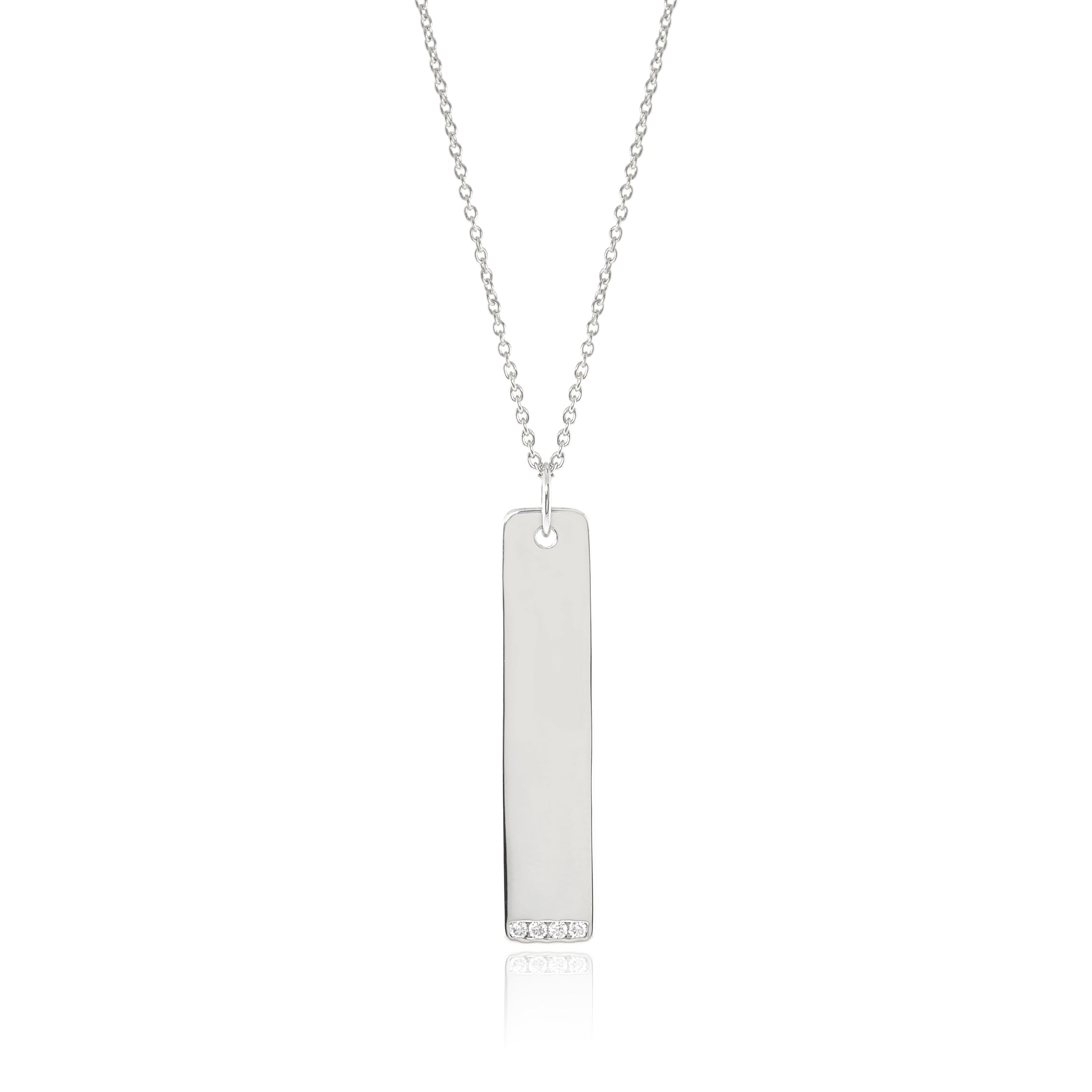 Elegant Silver & Diamond Rectangular Pendant Necklace for Women | 925 Sterling Silver Jewelry Gift | Perfect for Weddings, Anniversaries & Special Occasions