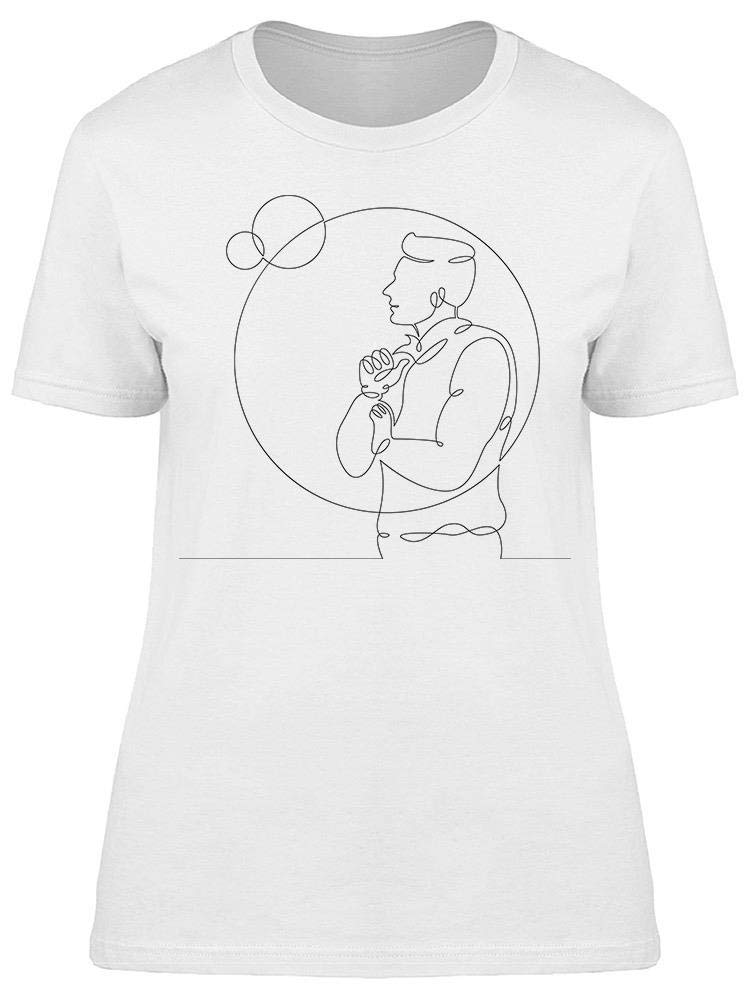 Smartprints Man and The Planets Graphic T-Shirt for Women - Stylish Space Theme Cotton Tee for Casual Wear, Street Fashion & Astronomy Lovers