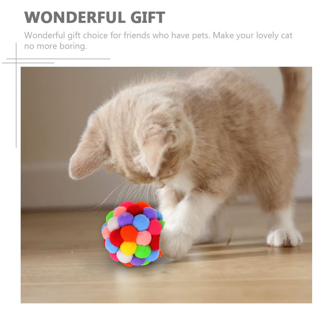 Balacoo 3-Pack Funny Cat Balls - Fuzzy Pompom Teething Toys for Cats & Dogs, Interactive Plush Wool Balls for Jumping, Licking & Play - Perfect for Indoor Playtime, Pet Training & Stress Relief