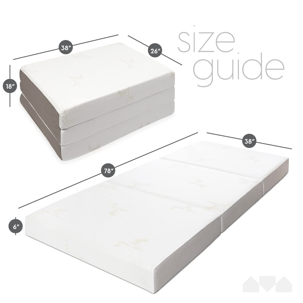 Milliard 6 Inch Twin XL Trifold Mattress - Portable Foldable Memory Foam Mattress with Washable Cover - Tri-Folding Floor Bed for Camping, Guest Room, RV Travel & Sleepovers (78