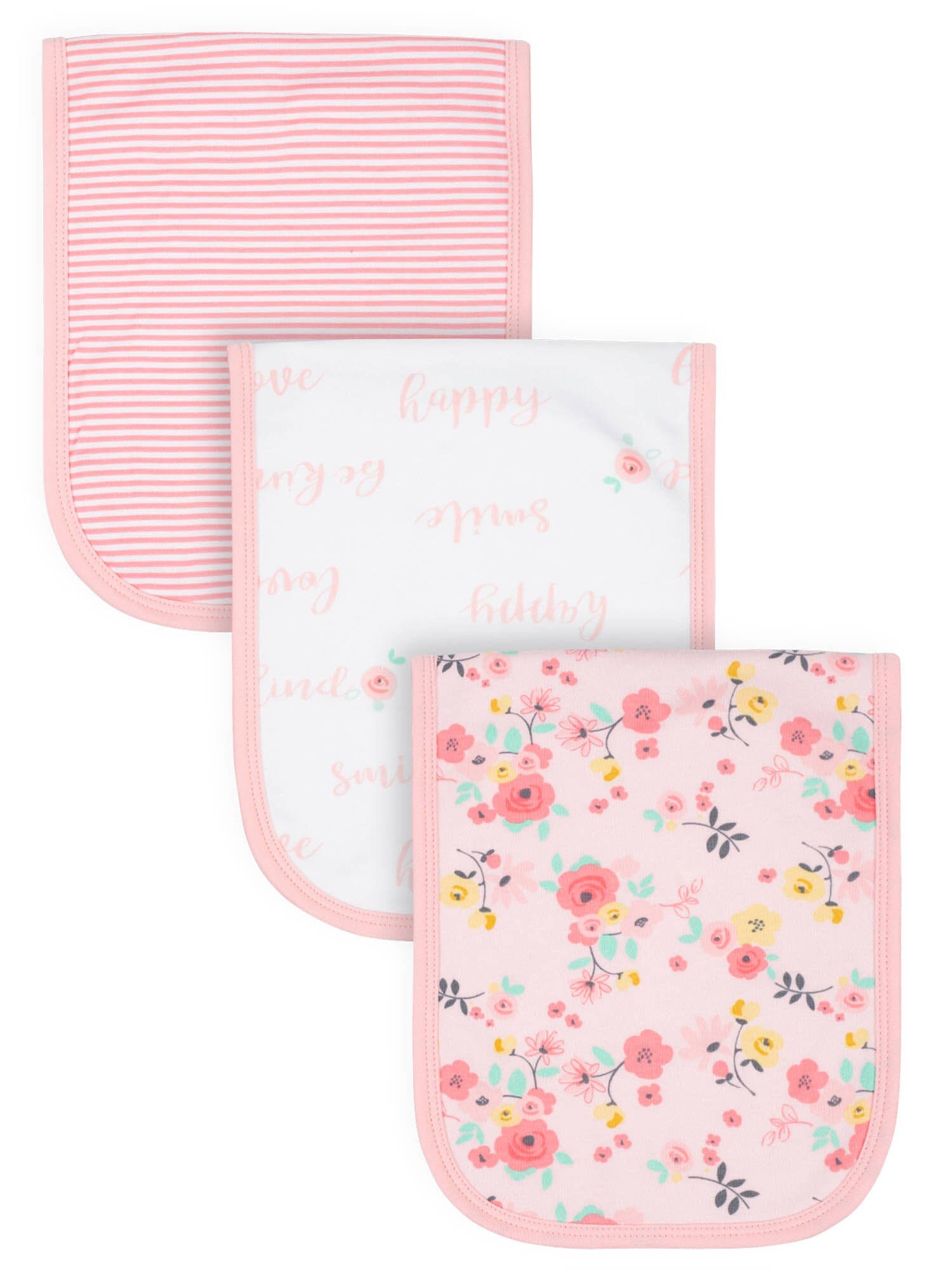 3 Pack Organic Baby Burp Cloths for Girls - Soft & Absorbent Nursing Cloths - Perfect for Feeding, Spit-Up & Diaper Changing