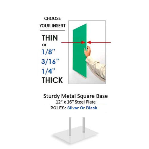 8.5x11 Double Pole Floor Stand Sign Holder - 1 1/4