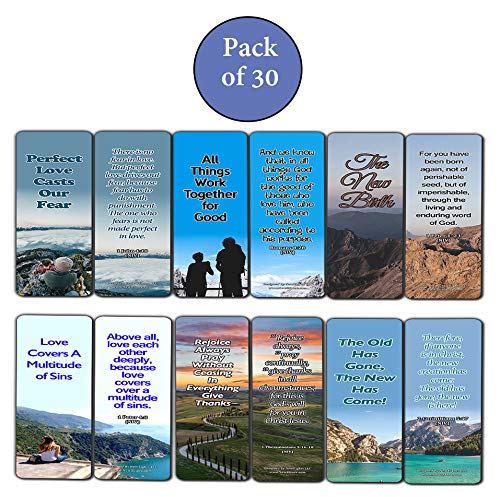 30-Pack Inspirational Bible Verse Bookmarks - Uplifting Scriptures for Daily Encouragement - Perfect for Easter, Christmas, Thanksgiving & Bible Study - Great Gift for Church Groups, Men, Women & Youth - Ideal for Quiet Time, Sunday School & Faith-Based Events