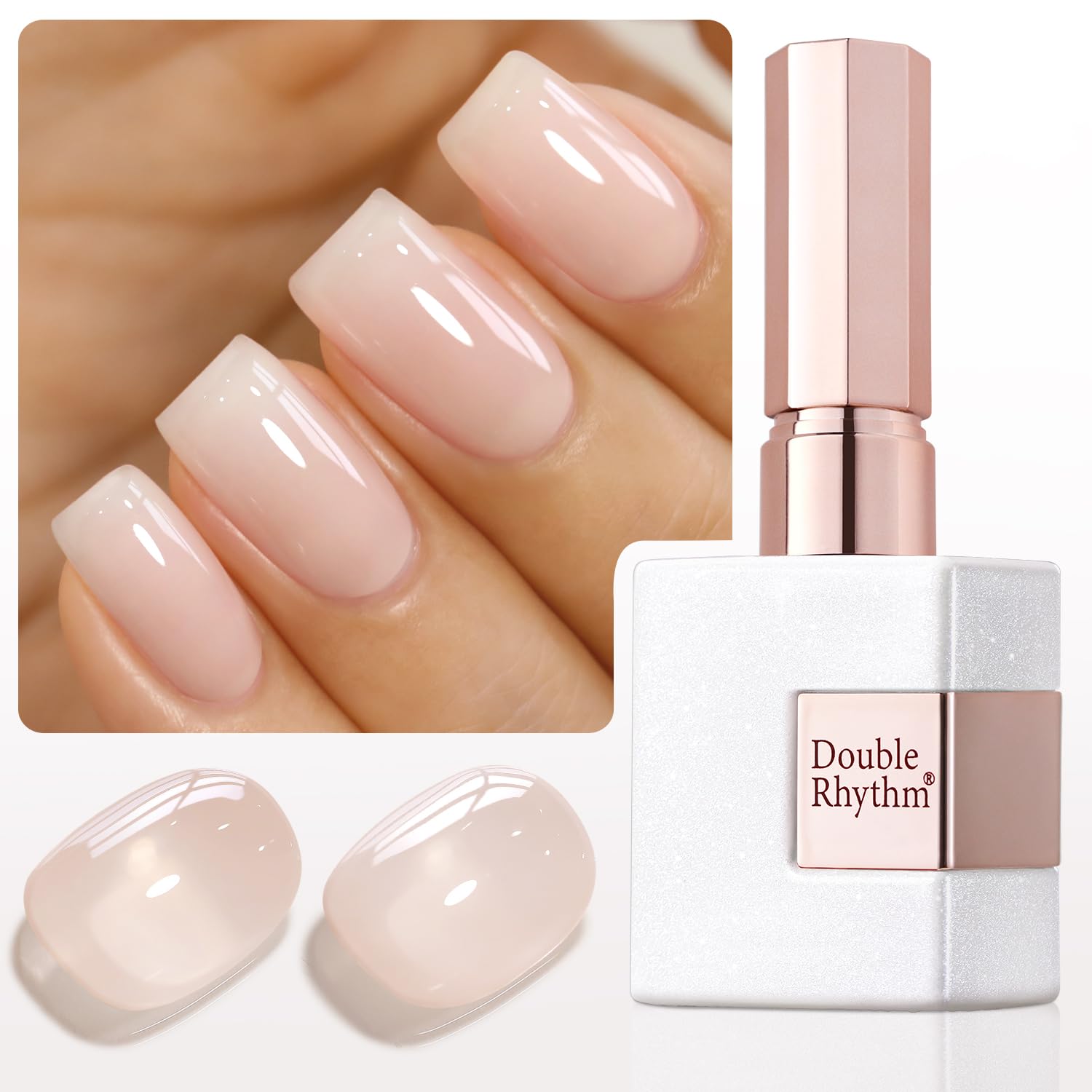 Double Rhythm 0.50 OZ Gel Nail Polish - 15ML Soak Off UV/LED Pastel Colors (Beige Pink-B-A1511) for Salon Quality Manicures at Home | Perfect for Women's Nail Art, DIY Designs & Special Occasions