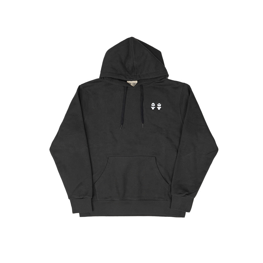 **PANDA Men's Black Hoodie - Soft Cotton Pullover Sweatshirt with Kangaroo Pocket - Perfect for Casual Wear, Street Style & Loungewear**