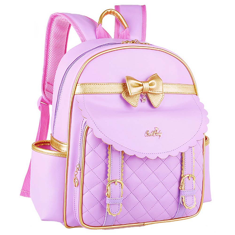 Waterproof PU Princess Backpack for Girls - Cute Elementary School Bookbag for Kids, Perfect for School, Travel & Daily Use