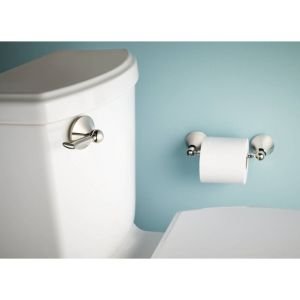 Moen YB5208BN Wynford Double Post Pivoting Toilet Paper Holder, Brushed Nickel - Durable Bathroom Tissue Dispenser for Modern Homes & Commercial Spaces