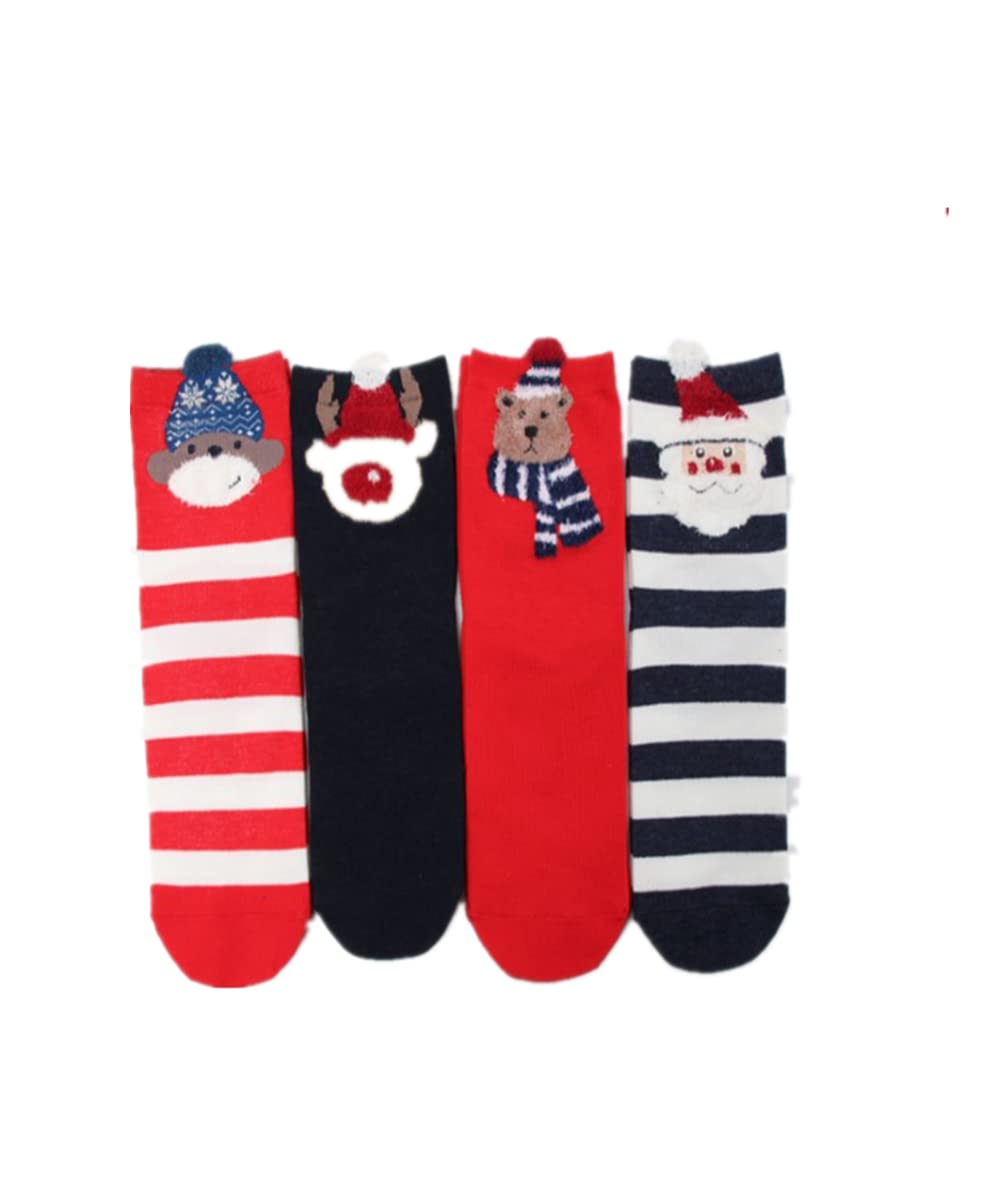 Colorful Christmas Holiday Socks for Women - 4 Pairs Cotton Crew Socks - Perfect for Gifts & Winter Comfort