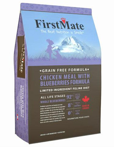 FirstMate Grain-Free & Gluten-Free Dry Cat Food with Chicken & Blueberries - Premium All Life Stages Cat Kibble (2 Sizes) for Indoor/Outdoor Cats & Sensitive Stomachs