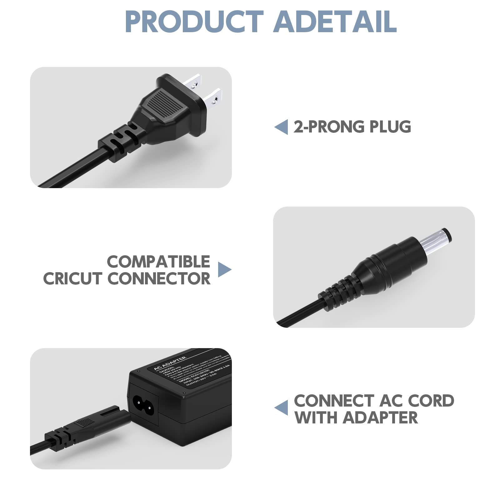 Original Cricut 18V Power Adapter Replacement for Explore Air 2/Maker/Expression2/Create/Cake/Mini/Original/One - Black Power Cord for DIY Crafting, Scrapbooking & Vinyl Cutting Projects