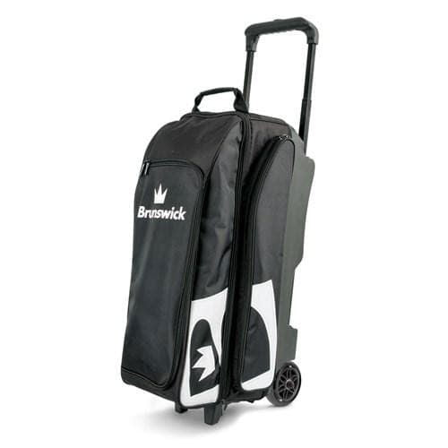 Brunswick Blitz Triple Roller Black Bowling Bag - Heavy Duty Rolling Bowling Ball Case with Wheels for Men & Women - Perfect for League Play, Tournaments & Travel