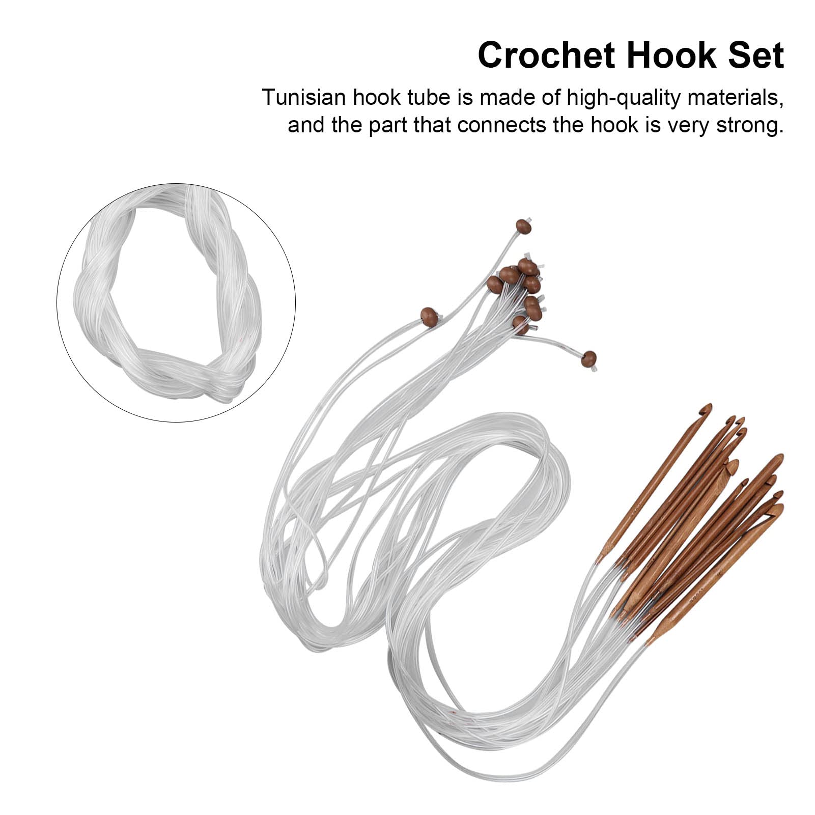 Premium Carbonized Bamboo Crochet Hook Set - Ergonomic Knitting Needles for Sofa Cushions, Shawls, Carpets & DIY Crafts | Perfect for Beginners & Professional Weaving Projects