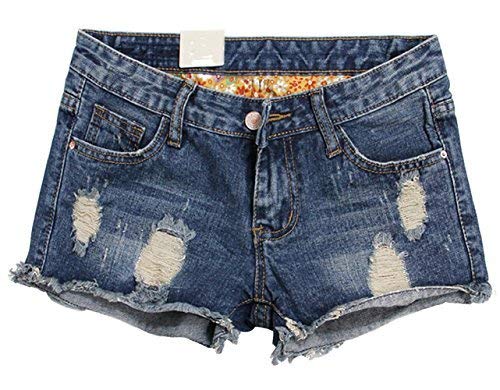 Vintage Fringe Denim Shorts for Women - High Waisted Distressed Denim Jeans Shorts with Retro Fringe Detail | Perfect for Summer Outfits, Music Festivals & Casual Wear