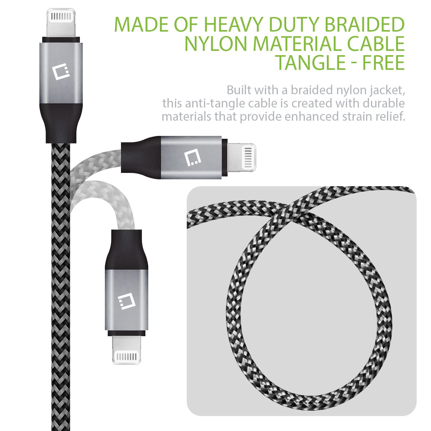 Premium Braided Lightning Cable 10FT - Fast Charging & Sync Data Cable for iPhone 14 Pro Max/13/12/11/SE/XS, iPad Pro/Air/Mini, AirPods - Durable Nylon iPhone Charger Cord for Home, Office & Travel