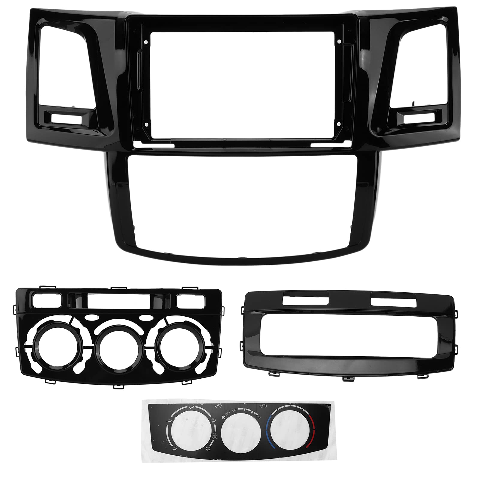 Aramox 2-DIN Car Stereo Fascia Trim Panel - Black Radio Bezel Replacement for Toyota Hilux 2004-2008 | Perfect for Audio System Upgrades & Dash Modifications