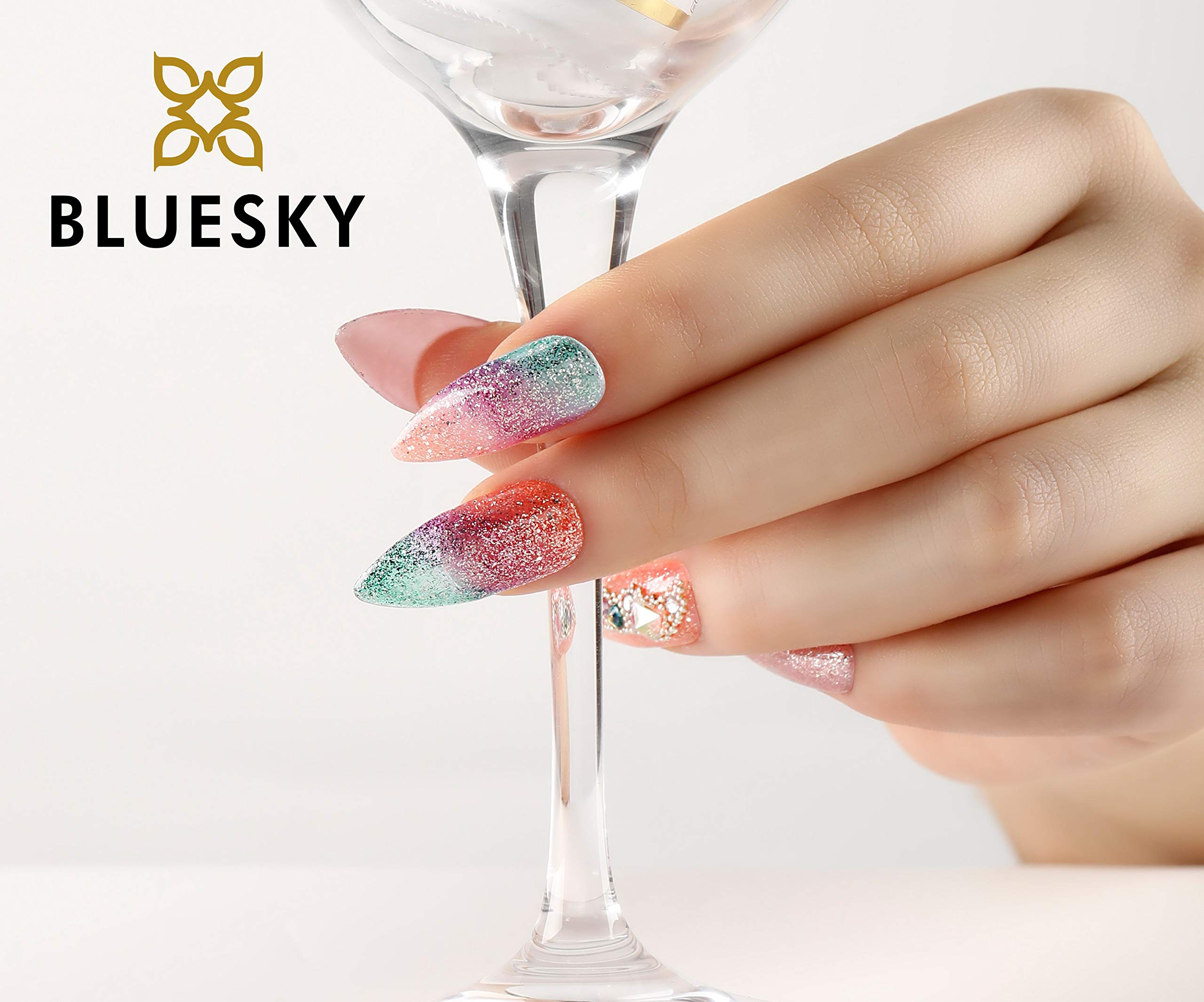 Bluesky Gel Nail Polish - Sprinkle of Glitter Platinum 11, Silver Glitter Nail Polish, Long Lasting & Chip Resistant, 10ml UV LED Lamp Required | Perfect for Manicures, Pedicures, Nail Art & Special Occasions