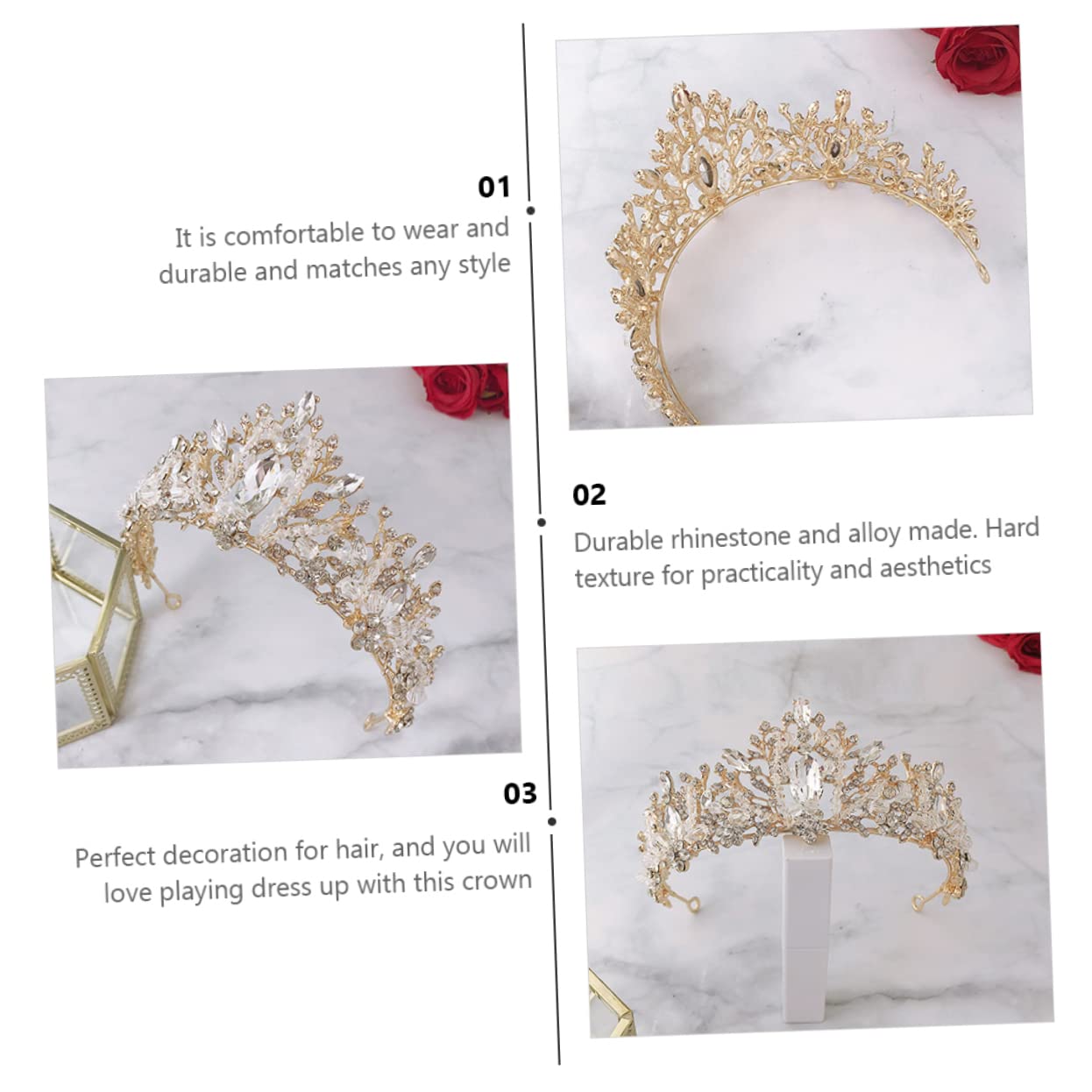 2 Pcs Silver Crystal Crown Tiaras for Women - Rhinestone Bridal Headpiece for Wedding, Prom & Special Occasions | Elegant Alloy Hair Accessories for Bride, Party & Ceremony Events