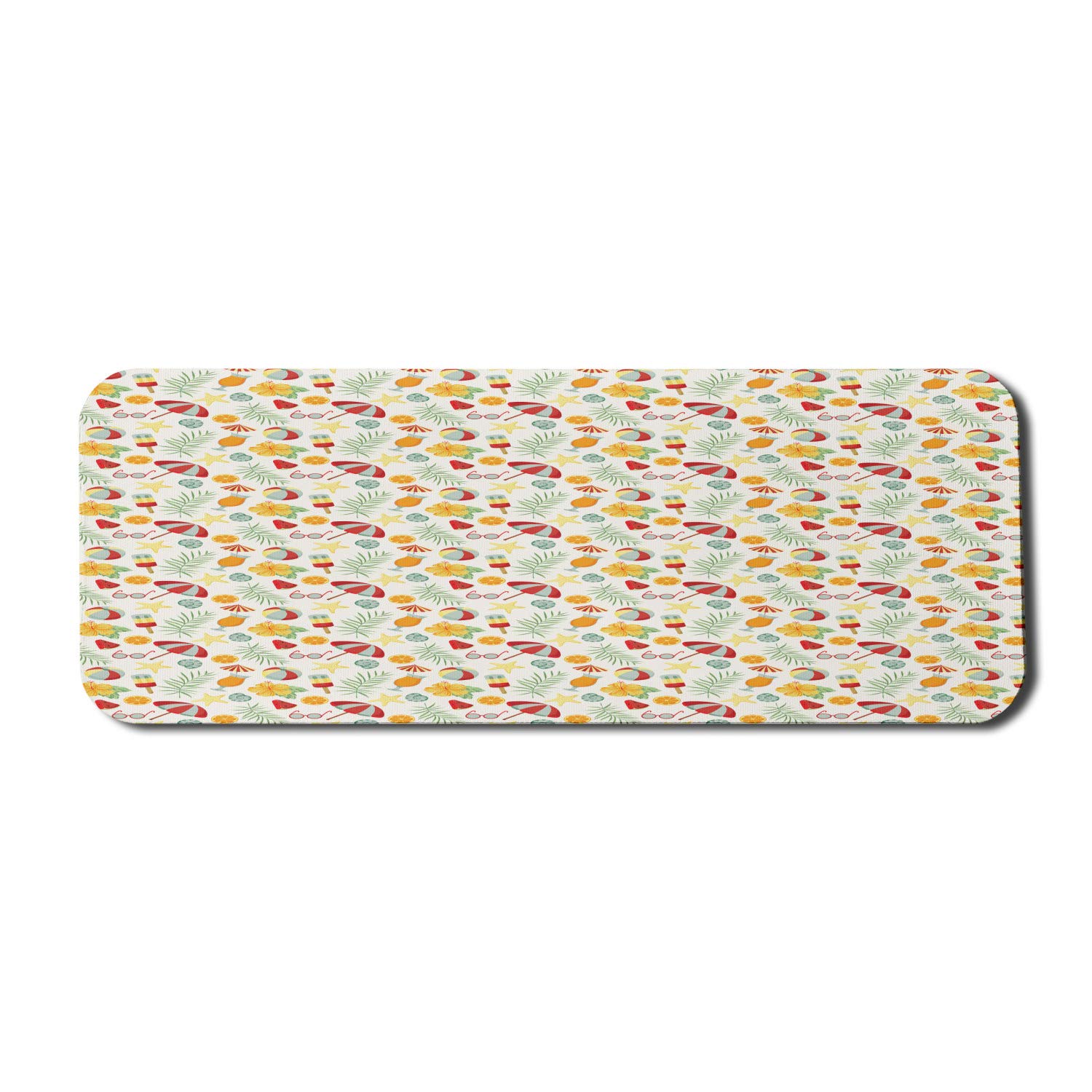 Ambesonne Summer Themed Computer Mouse Pad - Non-Slip Rubber Gaming Mouse Mat with Vibrant Popsicle, Flower & Cocktail Design (31