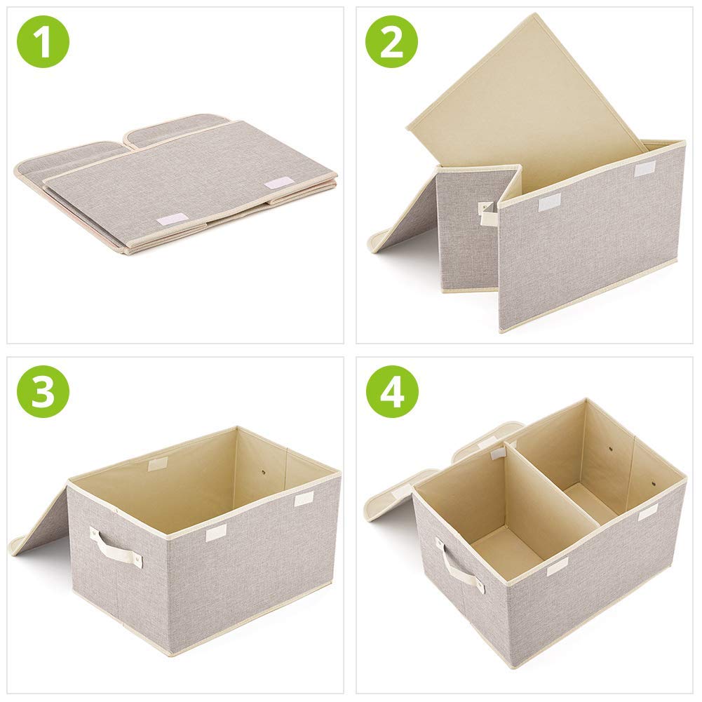 Morezi Large Dog Toy Storage Box with Lid - Collapsible Organizer Basket for Pet Toys, Living Room, Playroom & Closet - Bamboo Gray - Perfect for Home Organization & Pet Accessories Storage