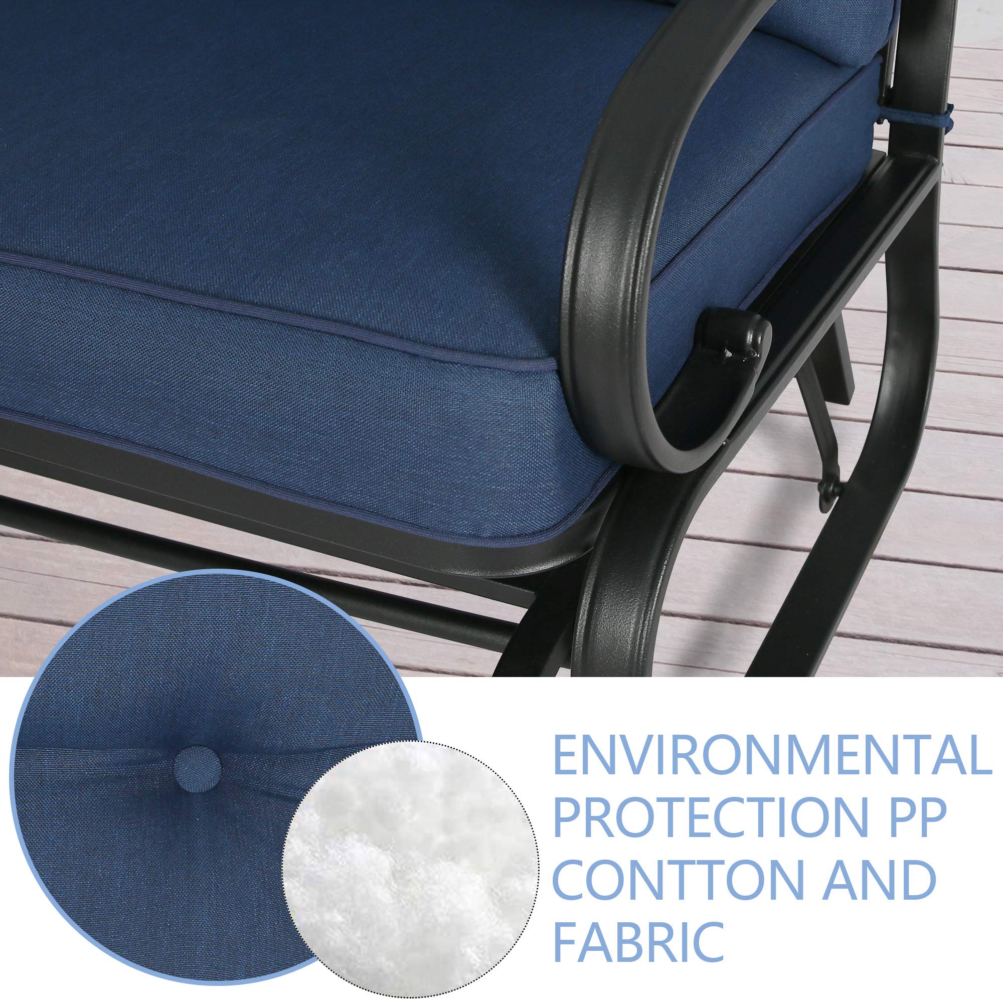 **Outdoor Patio Glider Bench Swing Chair - Comfortable Rocking Loveseat with Cushions (Navy Blue) - Perfect for Garden, Backyard, and Porch Relaxation**