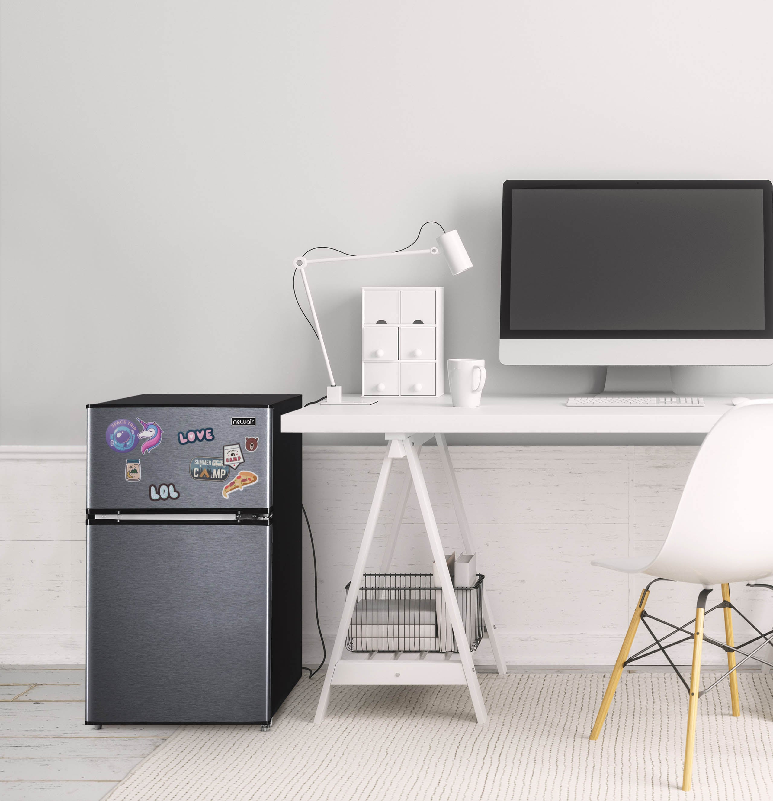 Newair® 3.1 Cu. Ft. Compact Mini Fridge with Freezer - Energy Efficient Black Refrigerator for Bedroom, Office, Dorm & Small Spaces - Perfect for Drinks, Snacks & Beauty Products Storage