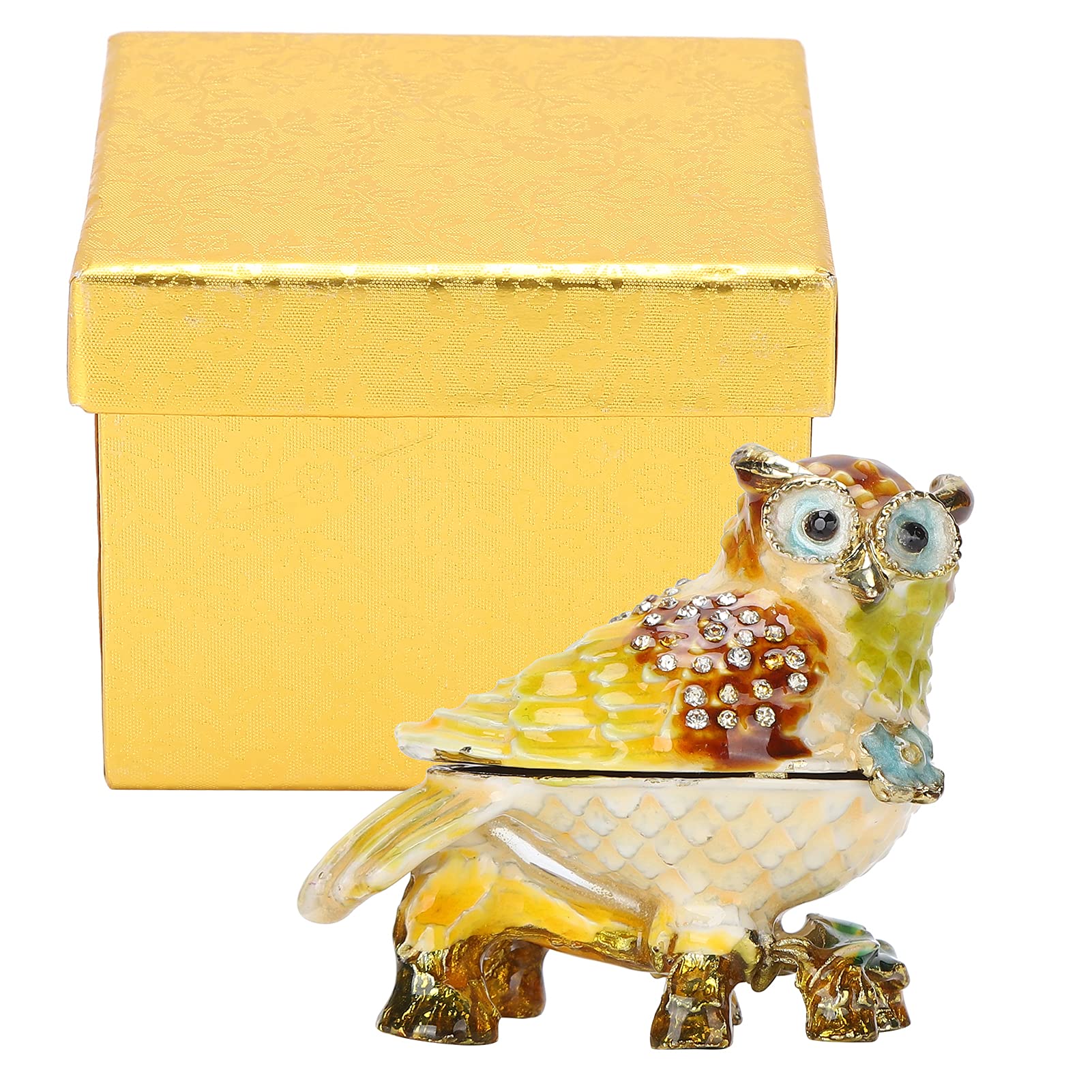Elegant Rhinestone Owl Trinket Box - Textured Luxury Jewelry Storage & Desktop Decor for Home, Office, and Gift Giving