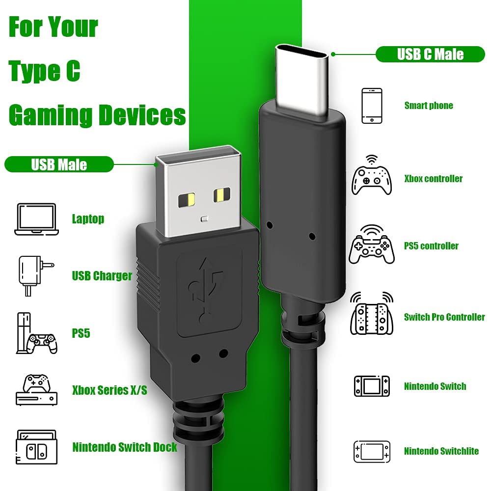 2M USB C Fast Charging Cable for Nintendo Switch, Switch Lite, Xbox, PS5, Samsung, HTC, LG, Sony - High-Speed Data Sync & Durable Nylon Braided Cord - Perfect for Gaming, Travel & Home Charging