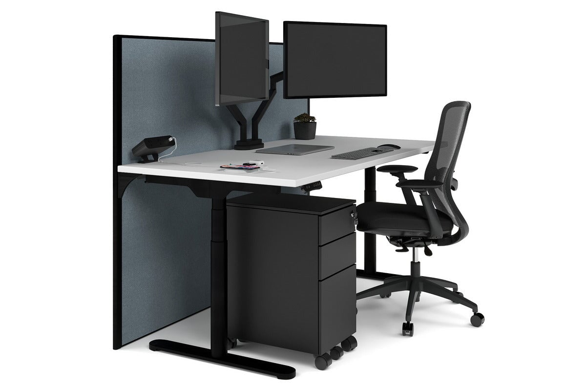 Flexi Premium Height Adjustable Single Workstation Desk - 1600L x 800W with Cable Management Scallop | Ergonomic Standing Desk for Home Office & Workspace