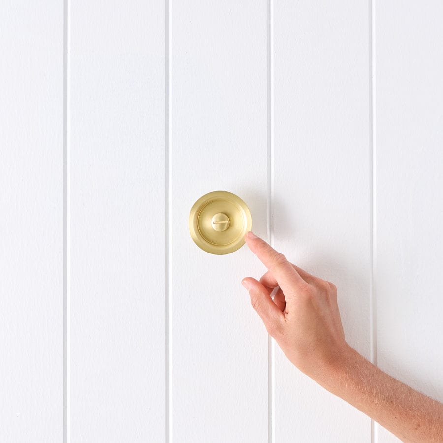 Brushed Brass Sliding Door Lock - Secure & Stylish for Patio, Closet & Barn Doors | Durable & Easy to Install Home Safety Solution