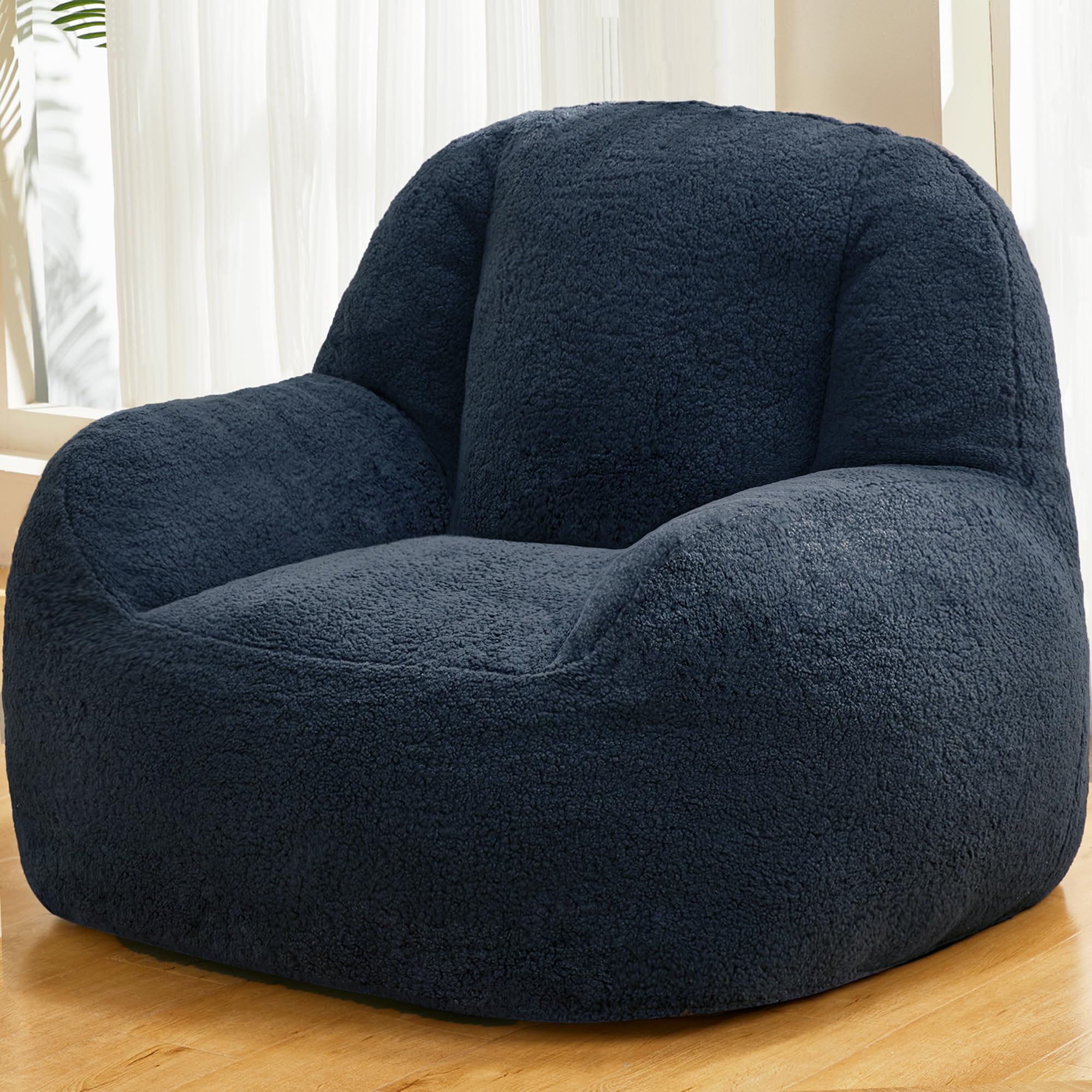 Homguava Oversized Bean Bag Chair for Adults - Giant Bean Bag Sofa with Included Filler, Modern Comfortable Lounger for Living Room, Bedroom & Game Room (Blue) - Perfect for Relaxing, Gaming & Movie Nights