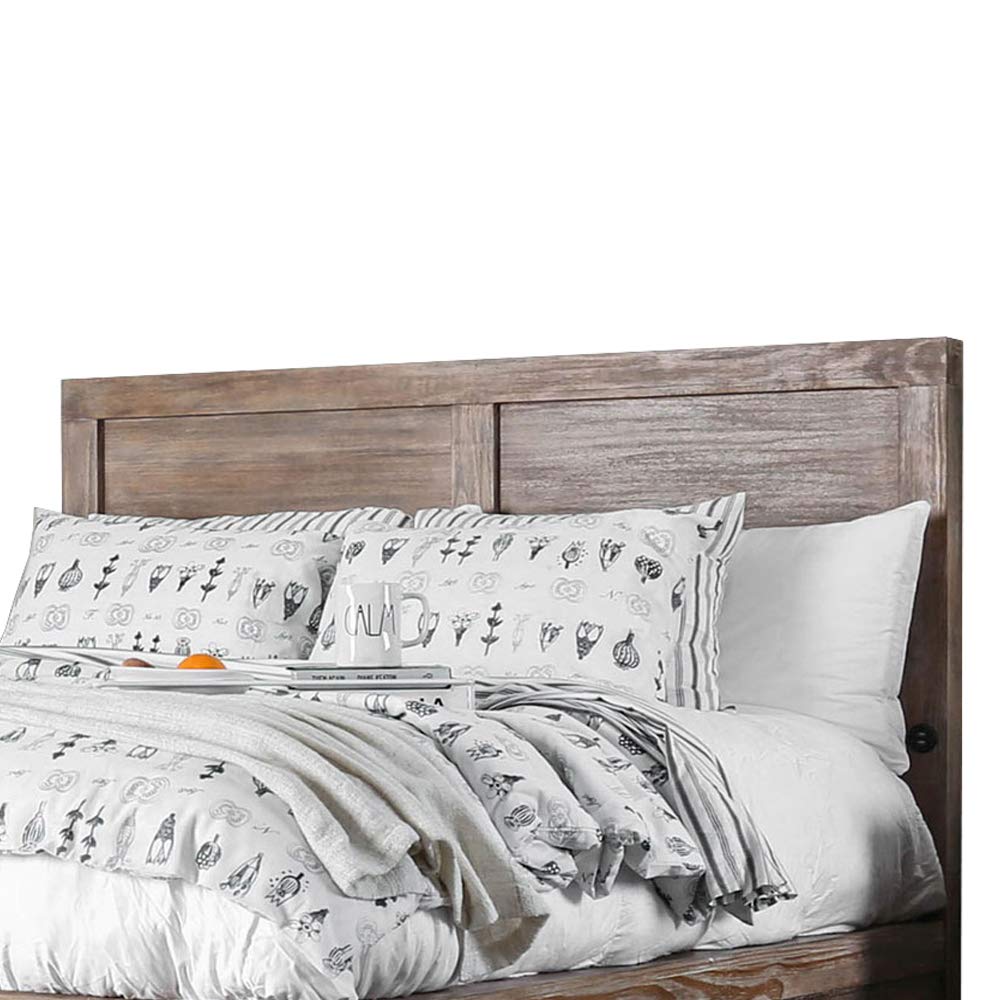 Benjara Queen Size Bed Frame with Storage Drawers and Upholstered Headboard - Solid Wood Oak Brown Finish | Perfect for Small Bedrooms, Guest Rooms & Modern Home Decor