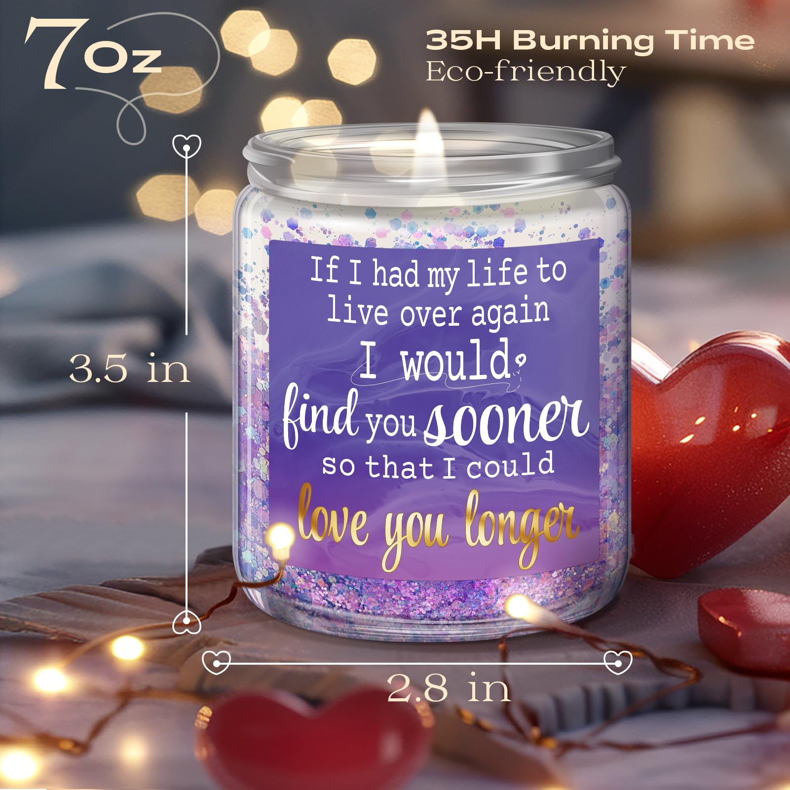 Romantic Lavender Scented Candle 7oz - Perfect Anniversary, Christmas & Birthday Gift for Women, Men, Wife, Husband, Boyfriend, Girlfriend - Ideal for Relaxation, Spa Nights & Home Decor