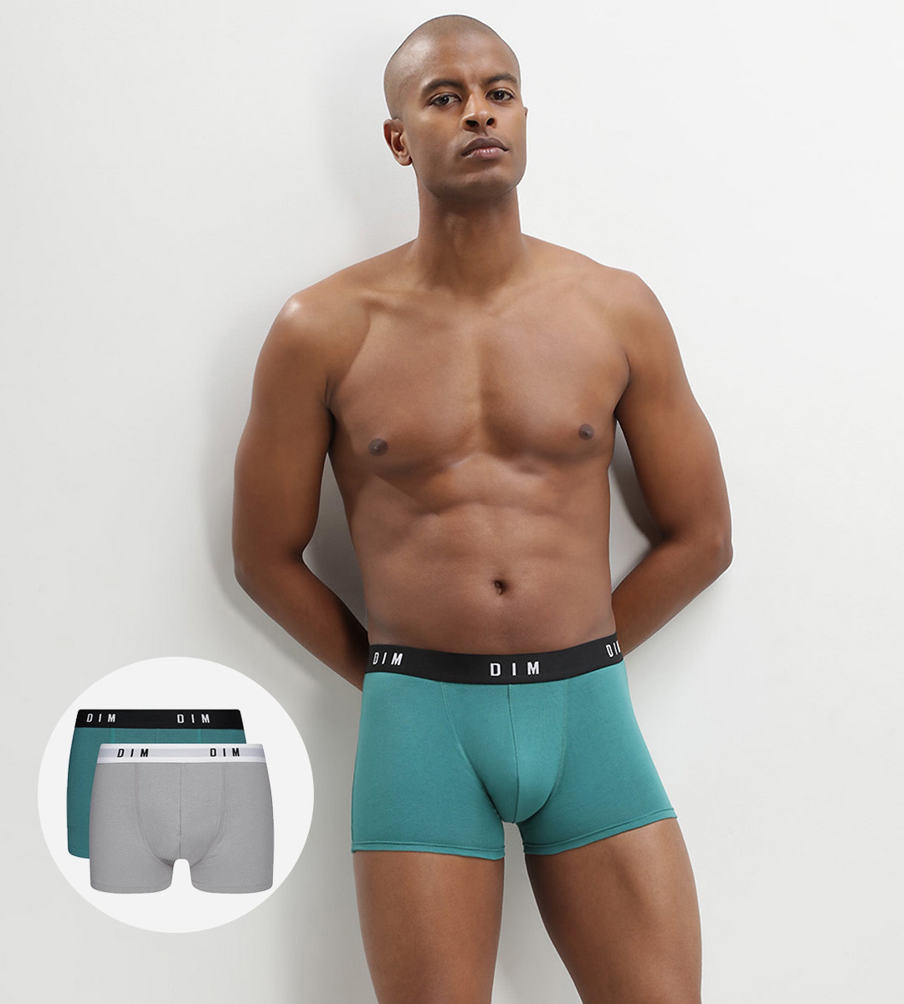 2 Pack Men's Stretch Cotton Boxer Briefs - Steel Green Emerald Dim Originals | Soft & Breathable Underwear for Everyday Comfort & Active Lifestyles