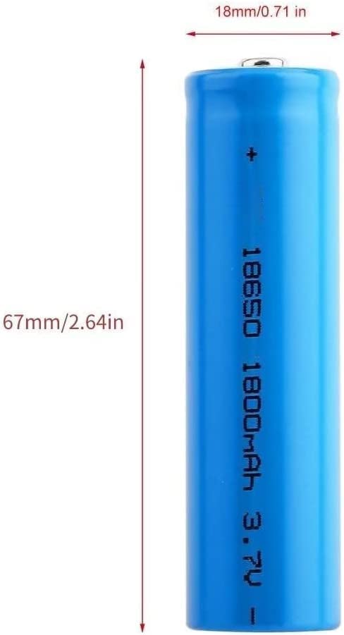2-Pack 18650 Lithium-ion Rechargeable Batteries 3.7V 1800mAh - High Performance Button Top Battery for LED Flashlights, Headlamps, Doorbells, RC Cars, Solar Lights & Power Tools - Long Lasting & Reliable Power Source