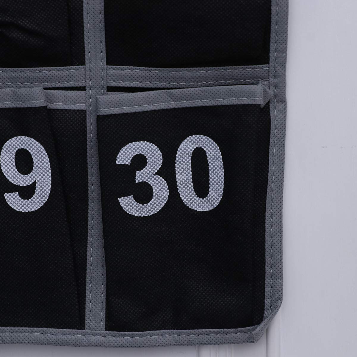 NUOBESTY 30-Pocket Hanging Organizer with Numbered Pockets - Black Wall Chart for Classroom, Office & Home - Perfect for Cell Phones, Pens, Sundries & School Supplies Storage