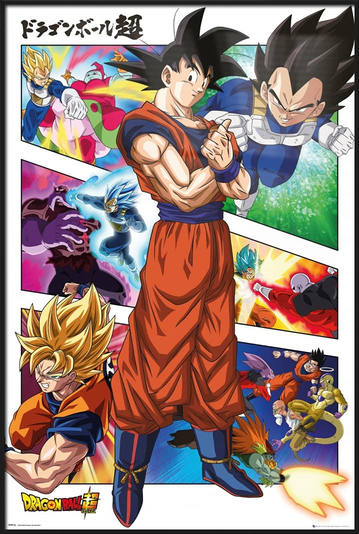 Dragon Ball Super Anime Manga Poster - Goku Action Panels Framed Wall Art (24x36 Inches) - Perfect for Anime Bedroom Decor, Gaming Room & Otaku Gifts