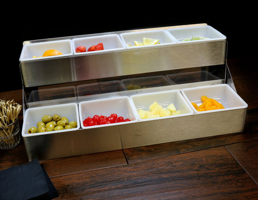 BarConic® Stainless Steel Double Decker Condiment Holder - Perfect for Restaurants, BBQs & Kitchen Organization - Durable Condiment Caddy for Ketchup, Mustard & Spices