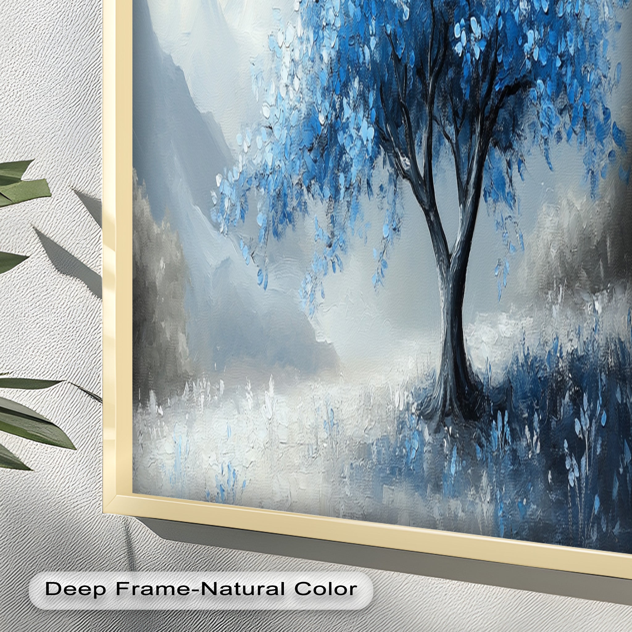Blue Tree Landscape Oil Painting - Handmade Canvas Art for Home & Office Decor, Living Room Wall Art, Gift Idea