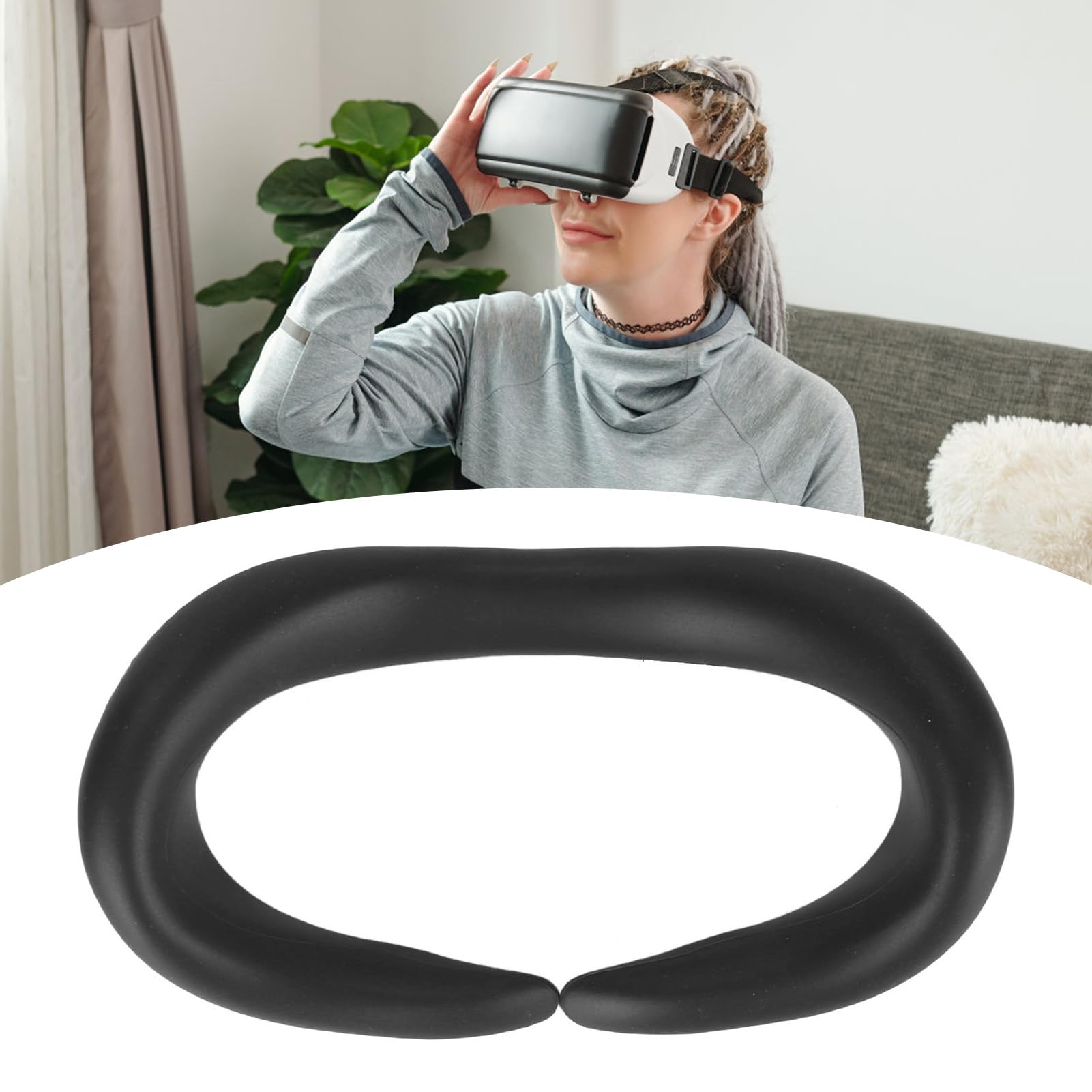 VR Headset Eye Cushion Replacement - Sweat-Resistant Silicone Face Pad Cover - Lightweight & Waterproof VR Accessories for Oculus Quest 2, HTC Vive, PSVR - Perfect for Gaming, Movies & Virtual Reality Experiences (Black)