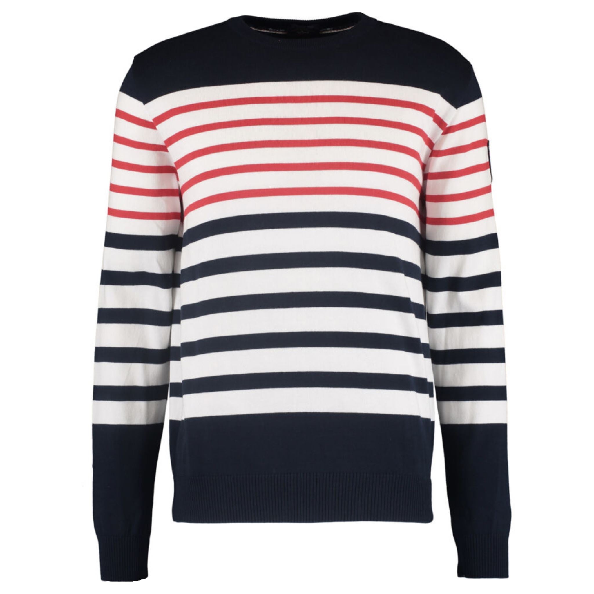Paul & Shark Men's Striped Knit Crewneck Sweater - Soft Cotton Casual Pullover for Fall & Winter - Perfect for Office, Travel, and Outdoor Activities