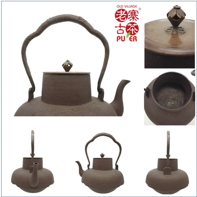 Premium Japanese Nanbu Tetsubin Cast Iron Teapot - Hata Shunsai Authentic Koshikuchi Otare Style - Perfect for Traditional Tea Ceremony & Home Brewing