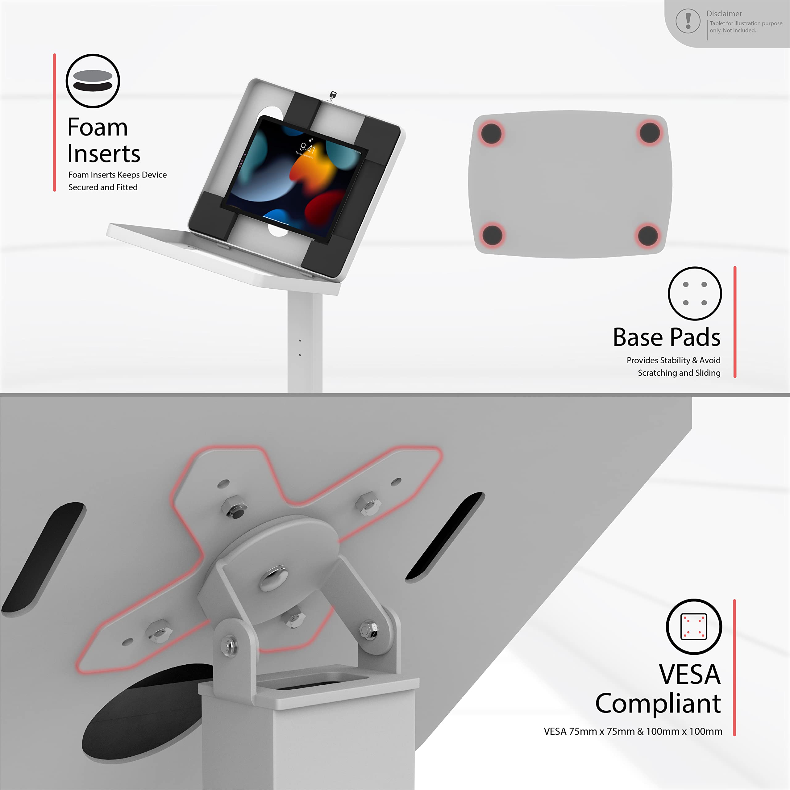 360° Adjustable Thin Floor Stand for iPad Pro 13-inch (M4), iPad Pro 12.9-inch & iPad Air 13-inch (M3/M2) - Tall Standing Kiosk Display with Charger Access & Lock - Perfect for Retail Stores, Exhibitions & Interactive Displays